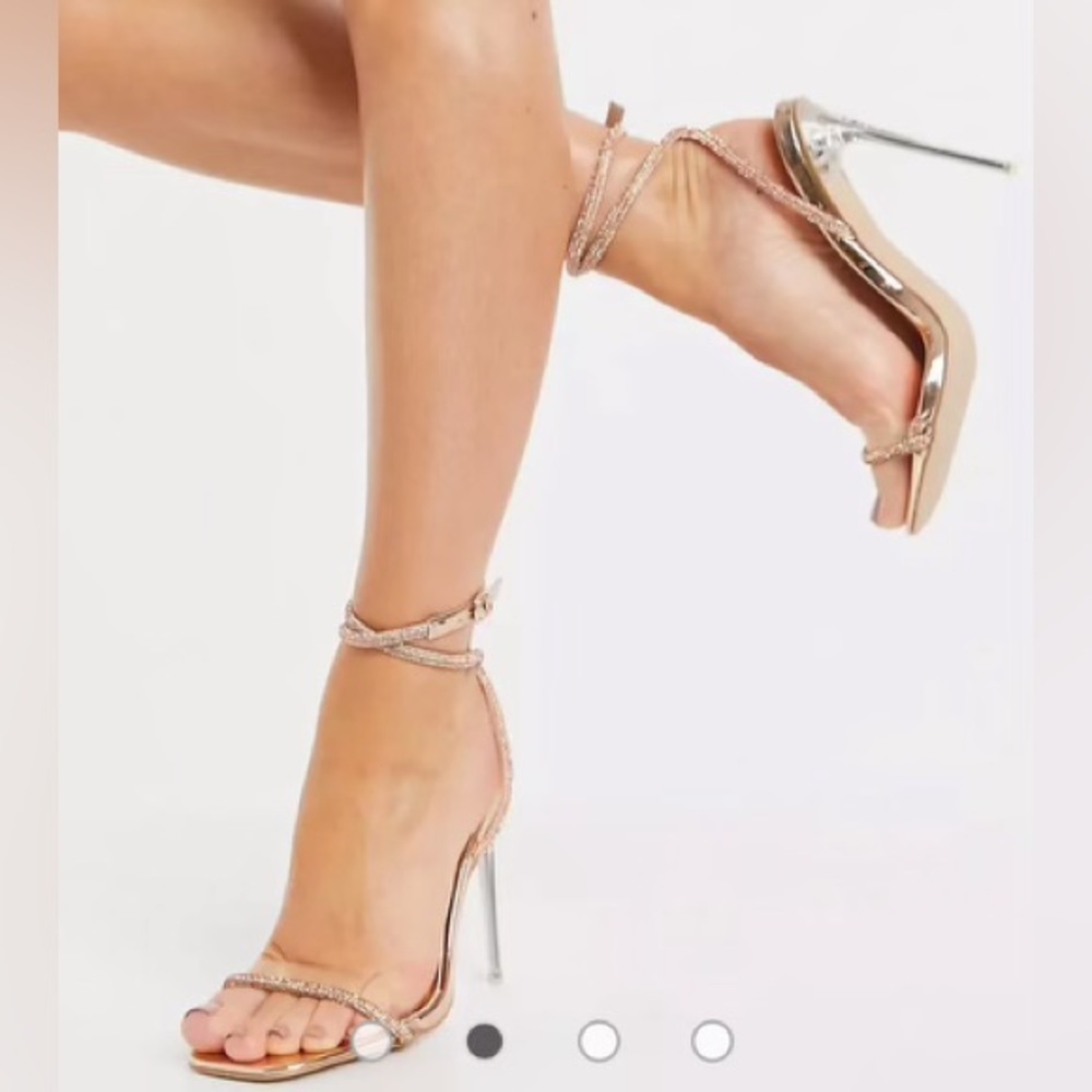 Be Mine Bridal Emberly Clear Heeled Sandal with Diamanté Detail - Size 8